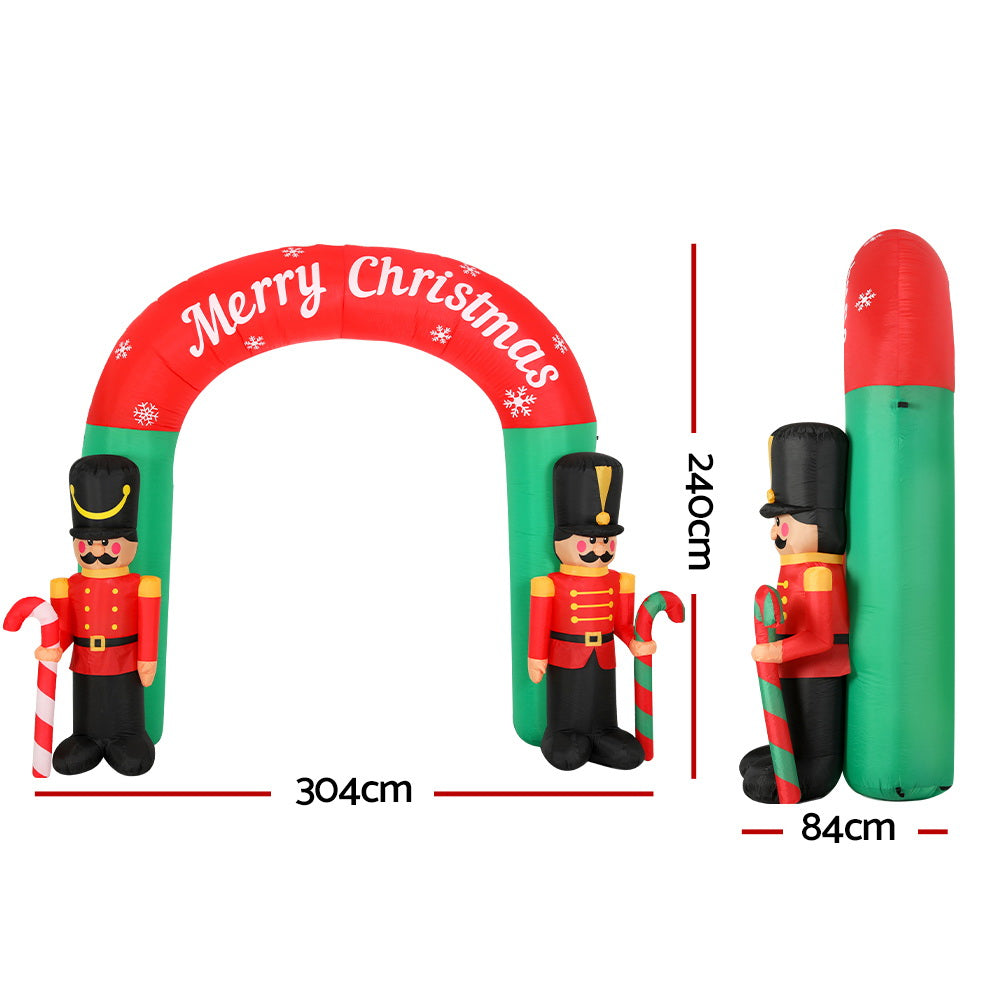 Jingle Jollys Christmas Inflatable Archwary Nutcracker 3M Illuminated Decorations - VogueDecor.au