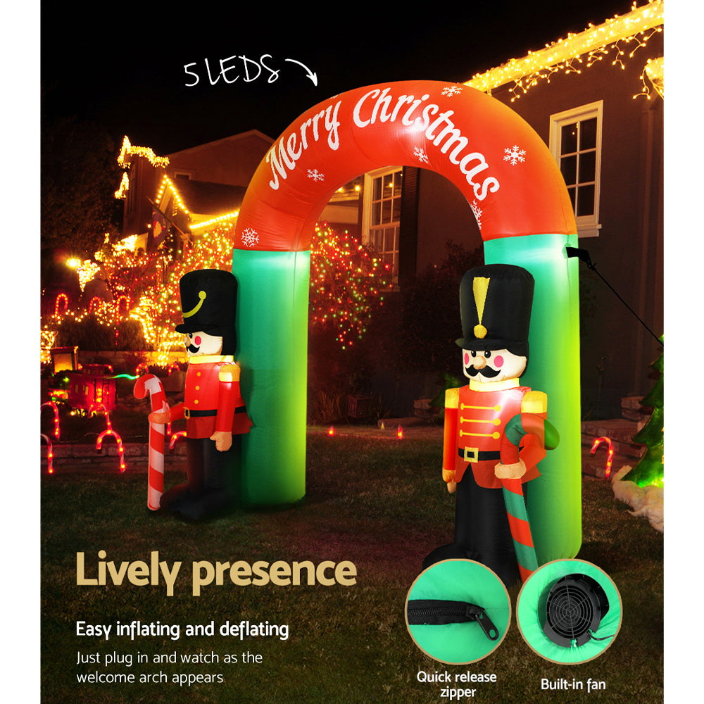 Jingle Jollys Christmas Inflatable Archwary Nutcracker 3M Illuminated Decorations - VogueDecor.au