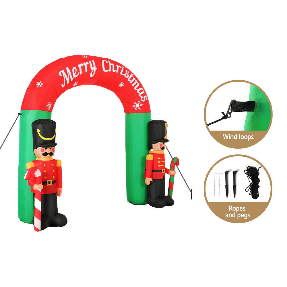 Jingle Jollys Christmas Inflatable Archwary Nutcracker 3M Illuminated Decorations - VogueDecor.au