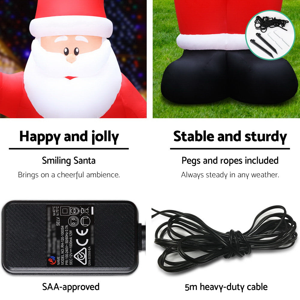 Jingle Jollys Christmas Inflatable Santa 5M Illuminated Decorations - VogueDecor.au