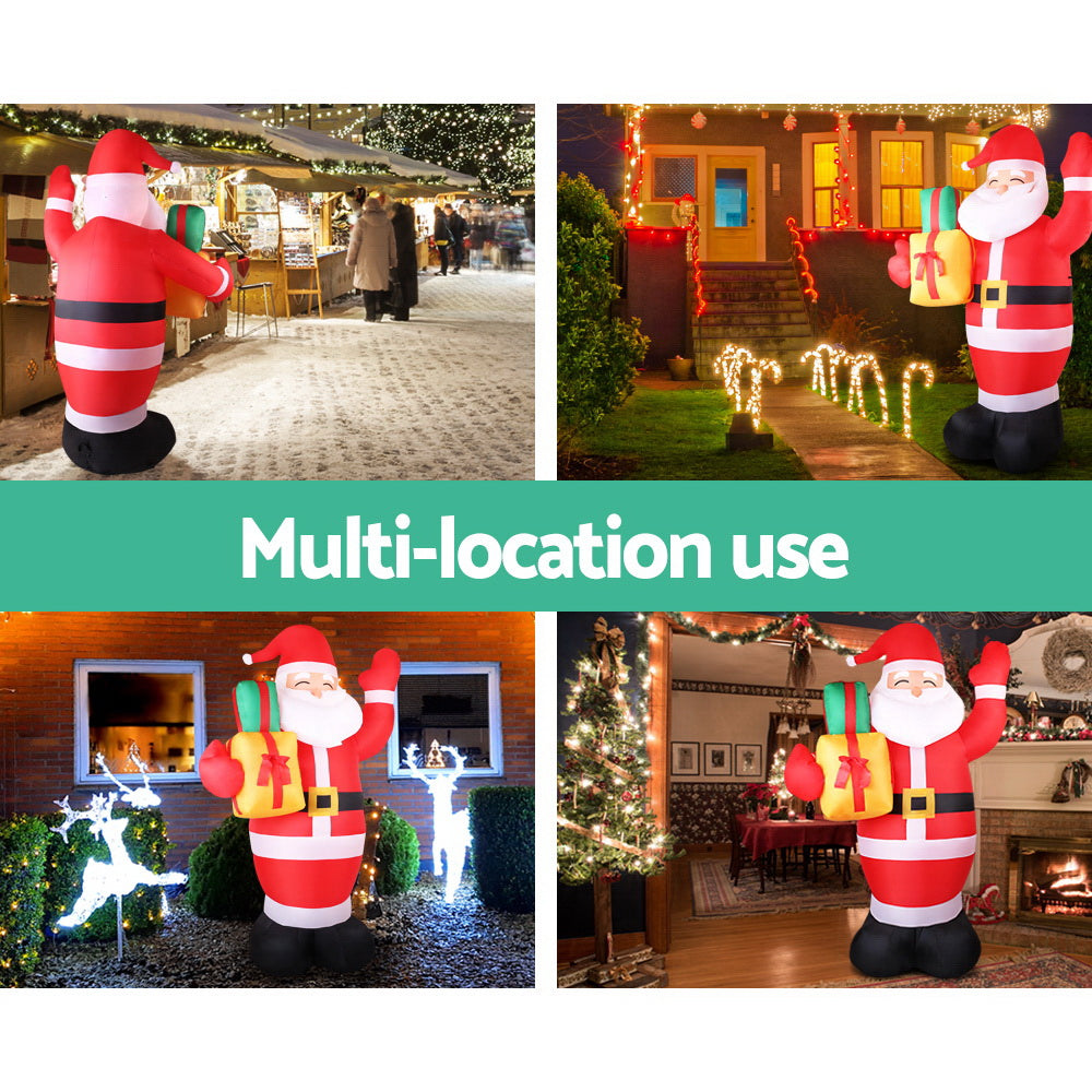 Jingle Jollys Christmas Inflatable Santa 2.4M Illuminated Decorations - VogueDecor.au