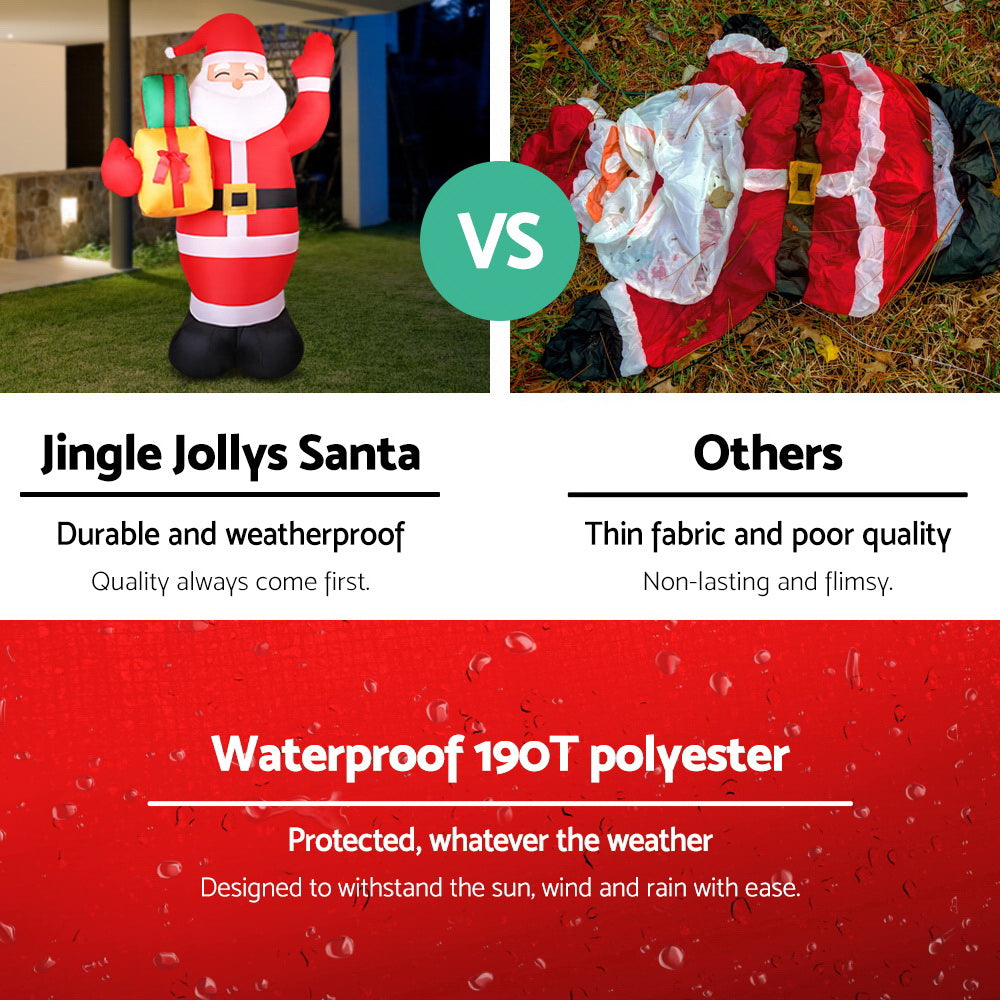 Jingle Jollys Christmas Inflatable Santa 2.4M Illuminated Decorations - VogueDecor.au