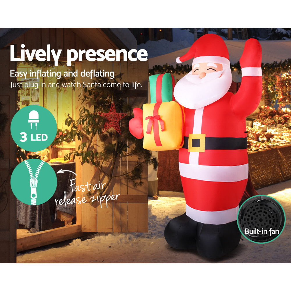 Jingle Jollys Christmas Inflatable Santa 2.4M Illuminated Decorations - VogueDecor.au