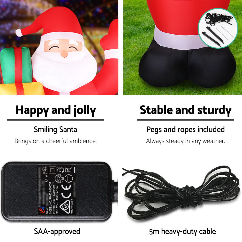 Jingle Jollys Christmas Inflatable Santa 2.4M Illuminated Decorations - VogueDecor.au