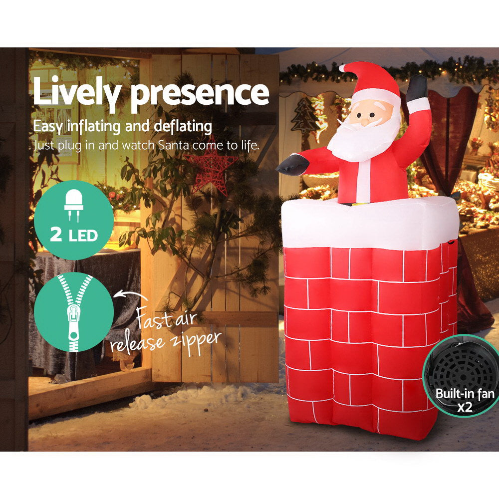 Jingle Jollys Christmas Inflatable Santa Pop Up 1.8M Illuminated Decorations - VogueDecor.au