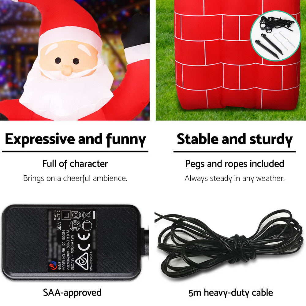 Jingle Jollys Christmas Inflatable Santa Pop Up 1.8M Illuminated Decorations - VogueDecor.au