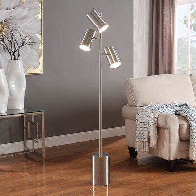 The 3-Shade Metal Floor Lamp Nickel & Matte Black Finish