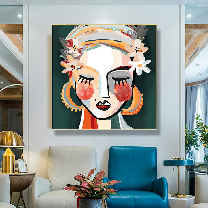 70cmx70cm Sophie II Gold Frame Canvas Wall Art