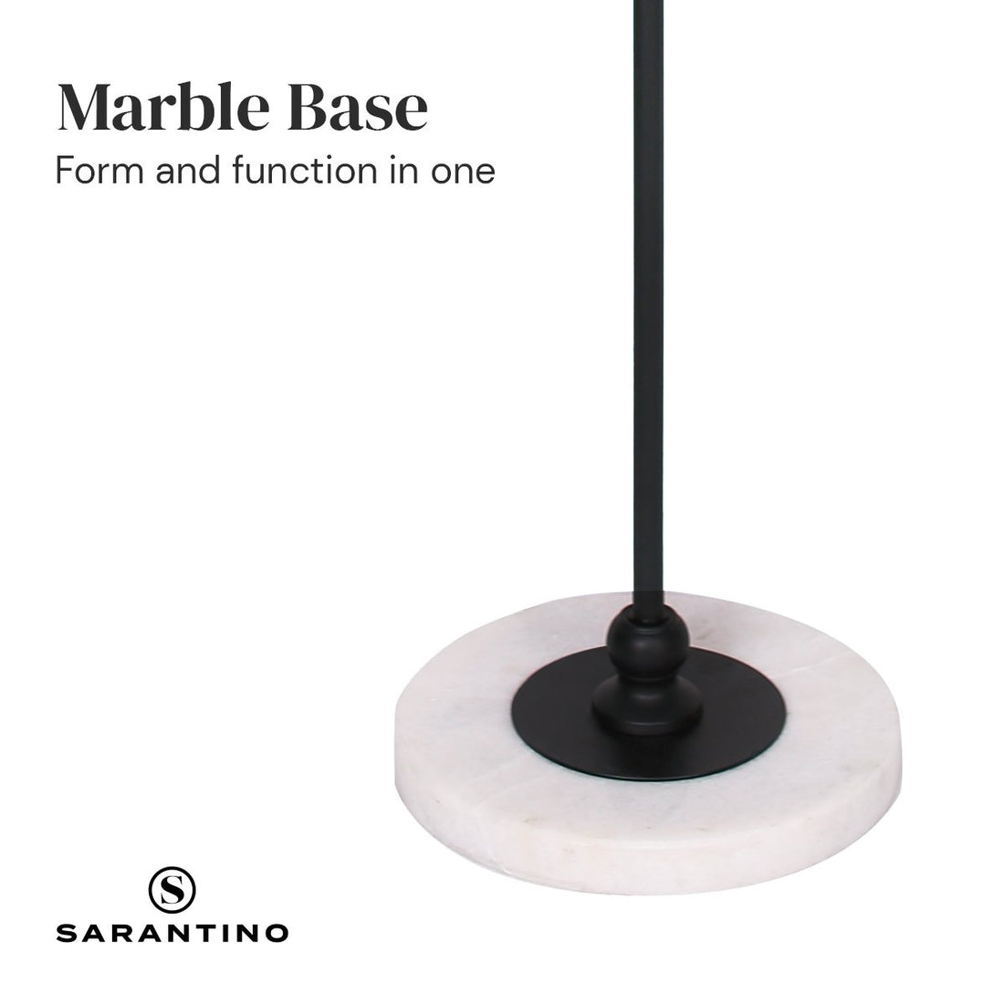 Sarantino Metal Floor Lamp with Marble Base & Off-White Shade