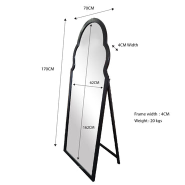 Black Arch Mirror - Free Standing 70cm x 170cm