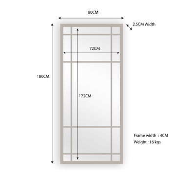 Window Style Mirror Full Length - Champagne 80 CM x 180 CM