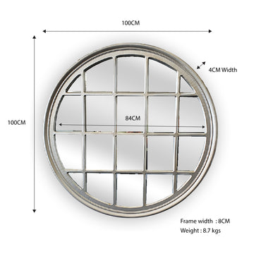 Window Style Mirror - Champagne Circle 100cm