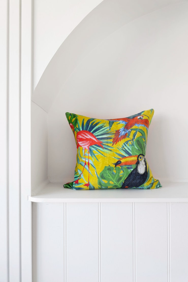 Tropical Birds Pillow Cover Tropical Cushion Pillow Case Parrot Pillow Tropical Leaf Cushion Toucan Pillow Cover Beach House D?cor