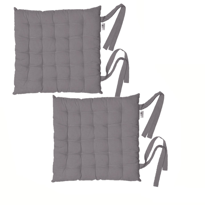 Rans Set of 2 Alfresco Cotton Chair Pads 40x40 cm - Plain Charcoal